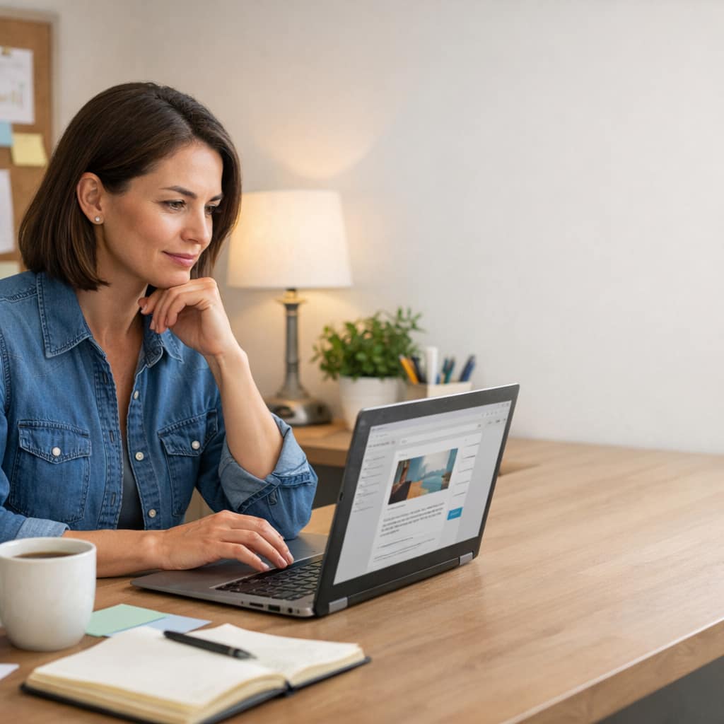 Nonprofit staff member building an email campaign on a laptop