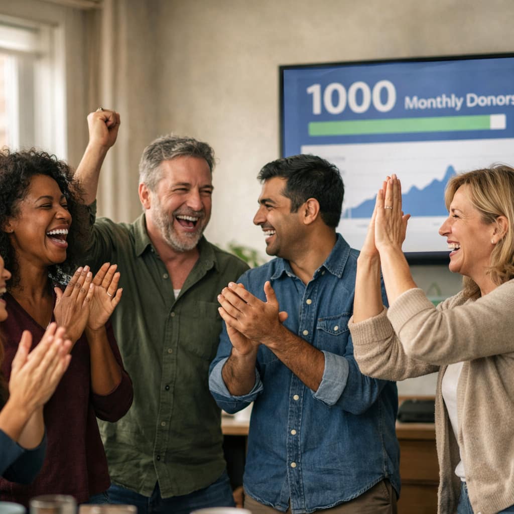 Nonprofit team planning together around a table