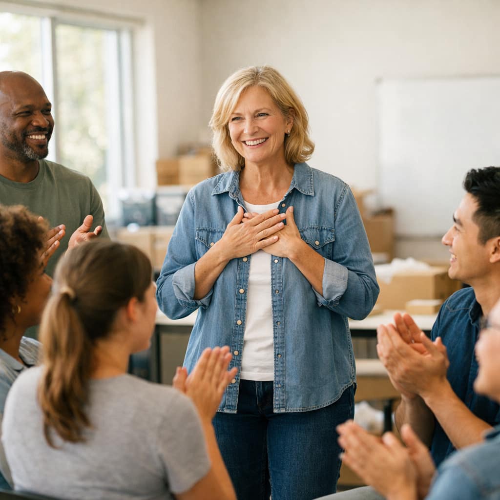 Community event volunteers checking people in