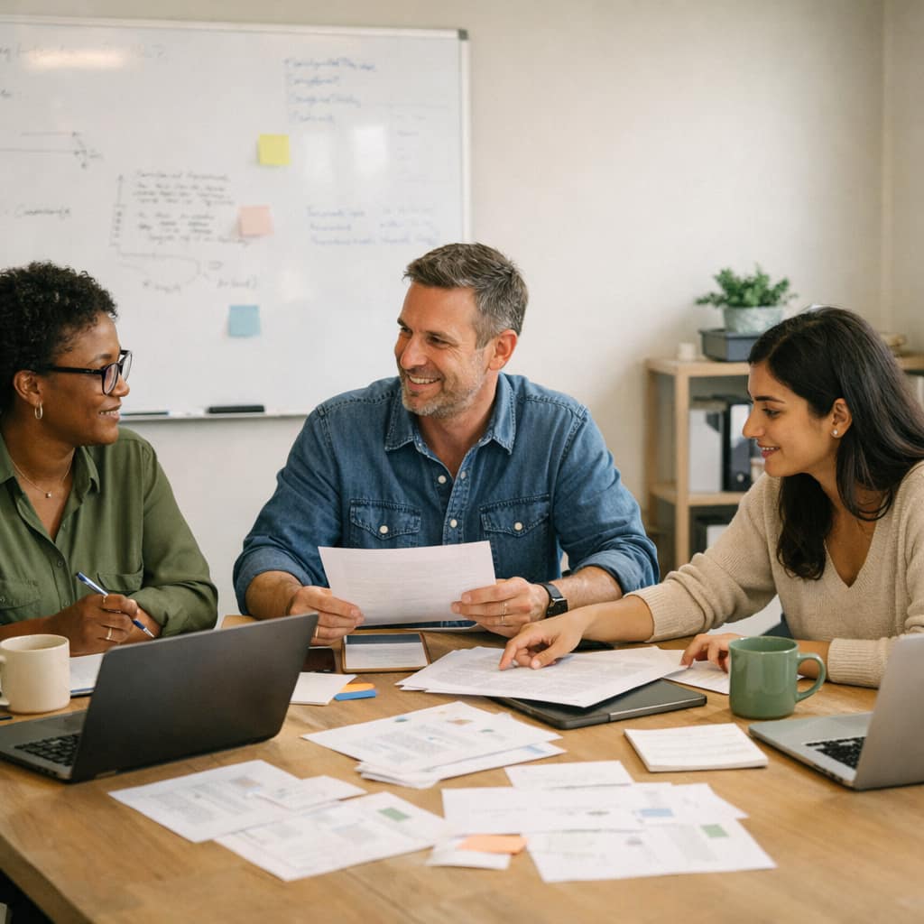 Smiling nonprofit team planning together