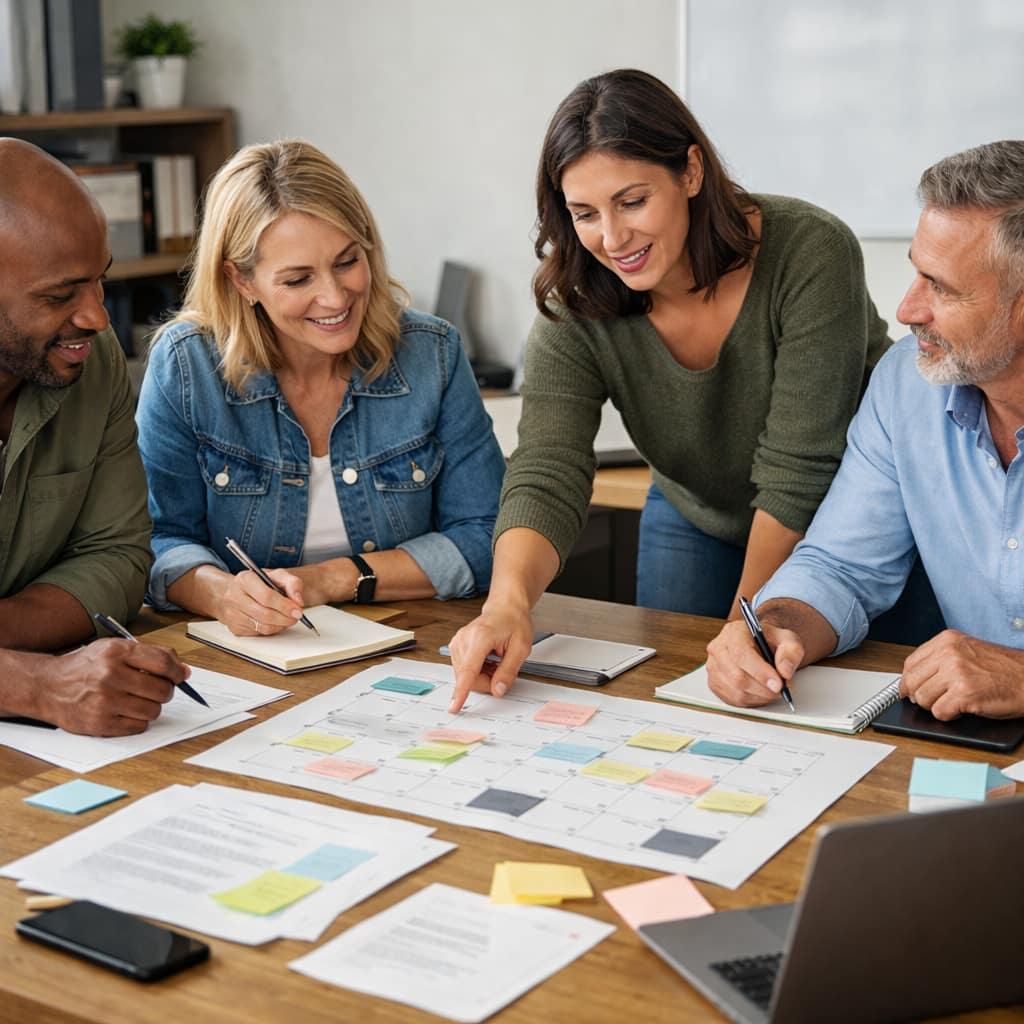 Nonprofit staff planning a fundraising campaign together